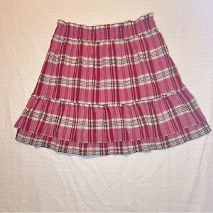 J.Crew Pink Plaid Ruffle Lined Skirt Size Medium 100% Cotton - NWOT